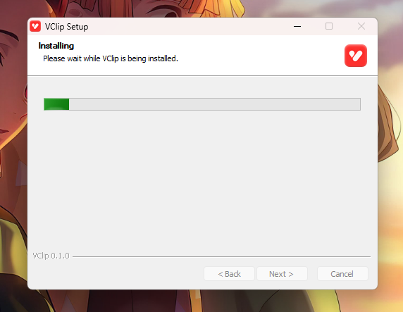 VClip setup wizard installing on Windows